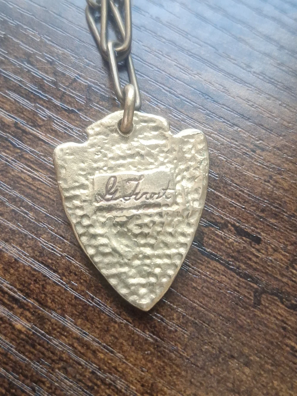 Vintage GoldTone Arrowhead Pendant Necklace 1943 Zinc Penny Coin Accent Signed